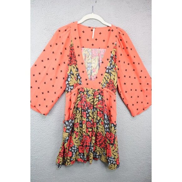 Free People 3/4 Wide SleeveTilla Mini Babydoll Dress-Size XS-BOHO - Picture 1 of 11